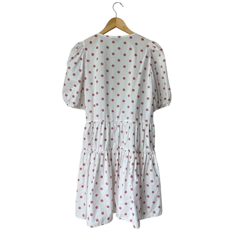 J.crew polka dot Puff-sleeve cotton poplin wrap dress in white rose dot - Picture 5 of 13